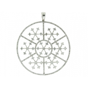 2.38 ct Diamond & 18k White Gold Multi Snow Flake Design Circle Shape Pendant