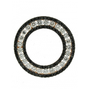 1.75ct Black & White Diamond Pink Gold Circle Shape Pendant