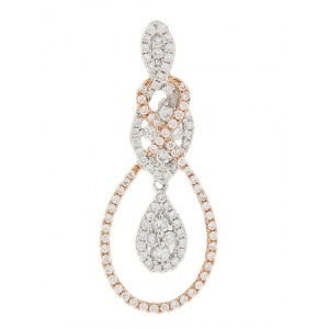 White & Pink Gold Diamond Pear Shape Dangle Pendant