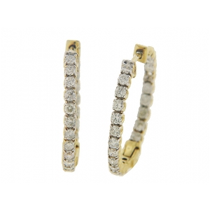 1.50ct Diamond 14k Yellow Gold In & Out Hoop Earrings