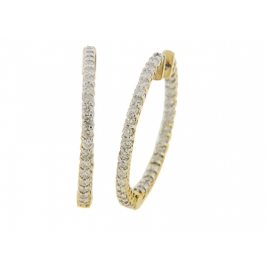 3.00ct Diamond 14k Yellow Gold In & Out Hoop Earrings