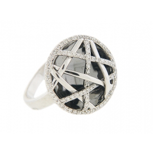 18k White Gold Pave Diamond Circle Shape Cocktail Ring