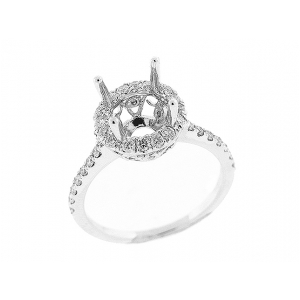 Pave Round Diamond 18k Semi Mounting Engagement Ring