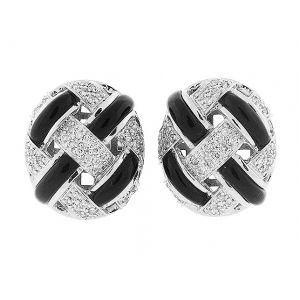 4.35 ct Woven Round Diamond & Onyx 18k Gold Cufflinks