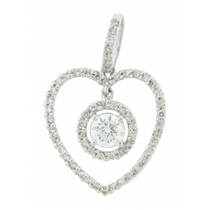 Diamond Heart .48 ct Round Solitaire 18k White Gold Pendant