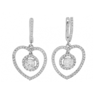 1.52 ct Diamond 18k White Gold Heart Dangle Earrings
