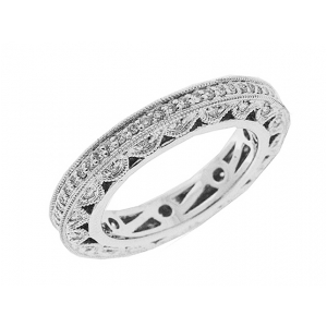 Platinum Pave Diamond Milgrain Eternity Band
