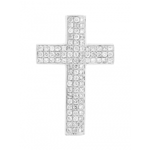 .80 ct Diamond Cross 18k White Gold Milgrain Pendant