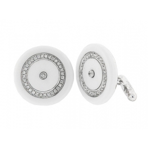 5.9 ct Round Diamond White Onyx 18k Gold Cufflinks