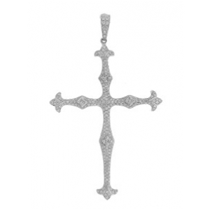 1.39 ct Round & Princess Cut Diamond 18k Gold Cross Pendant