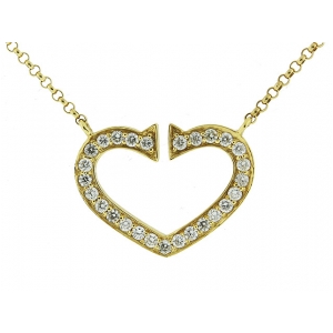 18k Yellow Gold & 0.57ct Pave Diamond Heart Shape Pendant Necklace