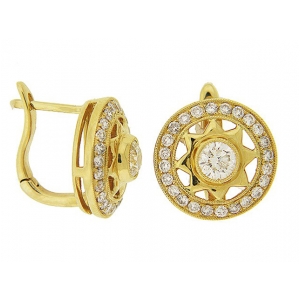 1.16 ct Diamond 18k Yellow Gold Milgrain Star Dangle Earrings