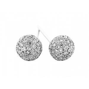 .52 ct Pave Round Diamond 18k White Gold Stud Earrings