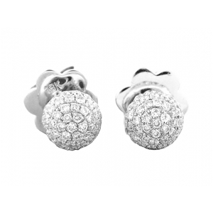 .34 ct Diamond Pave Round Stud Earrings 18k White Gold