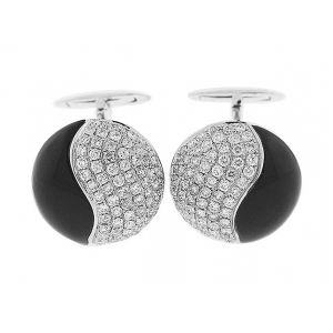 3.01 ct Round Diamond Black Onyx 18k Gold Cufflinks