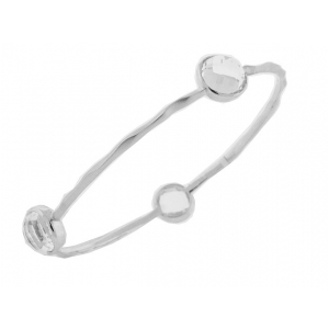 White Topaz 18k White Gold Stackable Bangle Bracelet
