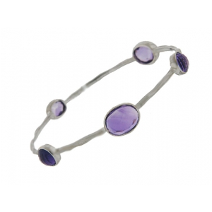 Amethyst 18k White Gold Stackable Bangle Bracelet