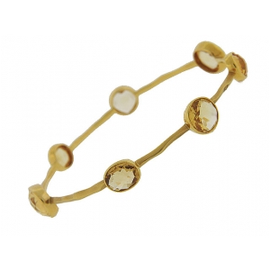 Round Citrine 18k Yellow Gold Stackable Bangle Bracelet