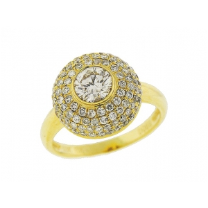 1.52 ct Diamond Large Center 18k Yellow Gold Engagement Ring