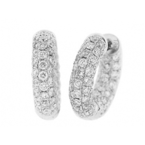 5.16ct Pave Diamond In & Out 18K White Gold Hoop Earrings