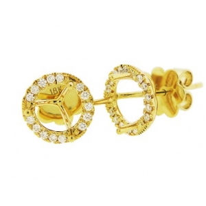 .27 ct Diamond Semi Mount 18k Yellow Gold Martini Set Stud Earrings