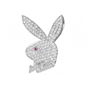 Playboy Bunny 1.27 ct Pave Diamond 18k White Gold Pendant