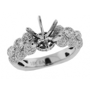 1.11 ct Semi Mount Pave Diamond Engagement 18k Gold Ring