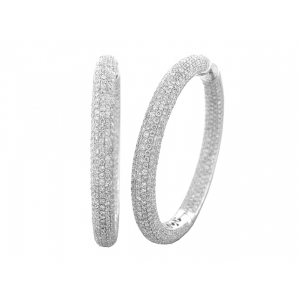 9.9 ct Diamond Pave In & Out 18k White Gold Hoop Eearrings