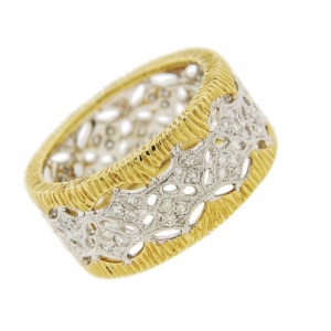 .57 ct Diamond 18k Two Tone Gold Milgrain Wedding Ring