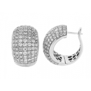4.80ct Pave Diamond 18k White Gold Huggie Earrings