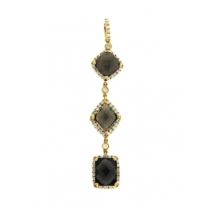 Smoky Topaz & Diamond 18k Yellow Gold 3-Stone Drop Pendant