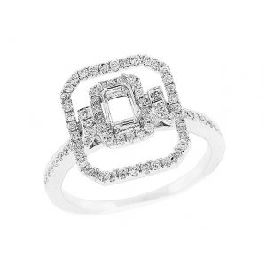 .53 ct Square Semi Mount Diamond Engagement 18k Gold Ring