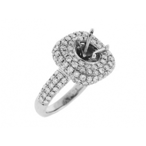 2.5 ct Diamond 18k Gold Semi Mount Cushion Engagement Ring