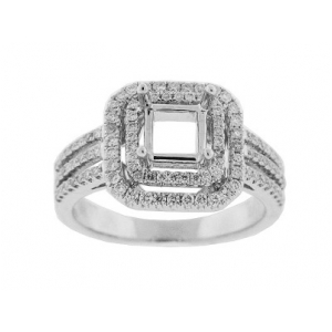 .55 ct Diamond 18k Gold Semi Mount Square Engagement Ring