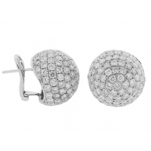 Celebrity Style 10ct Pave Diamond Ball 18k Gold French Clip Earrings