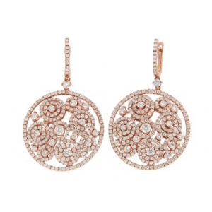 4.13ct Diamond 18k Rose Gold Circle Dangle Earrings