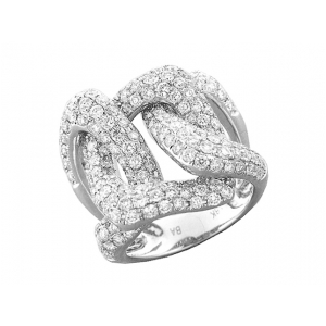 4.22 ct Diamond Pave Interlock Design Ring 18k White Gold