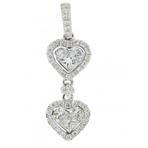 Dual Heart Shape 0.53ct Pave Diamond Pendant