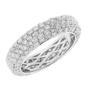 3.21 ct Pave Diamond 18k Gold Eternity Band