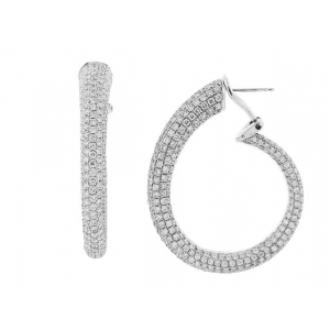 11.7ct Pave Diamond Inside & Out 18k Gold Hoop Earrings