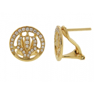 Pave Diamond 18k Yellow Gold French Clip Earrings