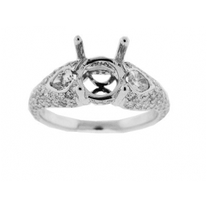 1.32 ct Pave Diamond 18k Gold Semi Mount Engagement Ring