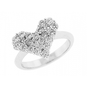 1.14 ct Round Diamond 18k Gold Cluster Heart Shape Ring