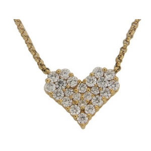 1.57 ct Diamond 18k Yellow Gold Heart Pendant Necklace