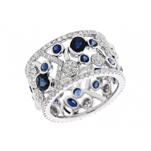 3.97 ct Bezel Set Diamond Sapphire 18k Gold Vintage Ring