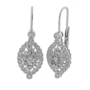 Bezel Set Diamond 18k Gold Teardrop Leverback Earrings