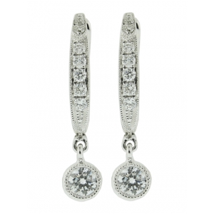 18k White Gold & 0.39ct Diamond Hoop & Dangle Earring