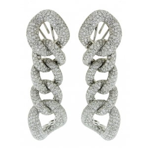 12.56ct Diamond Chain Links Style Solid White Gold Dangle Earring
