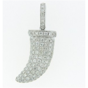 Diamond Tooth Horne Shape 18k White Gold Pendant