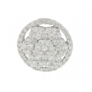 Diamond Circle Shape Flower 18k White Gold Pendant